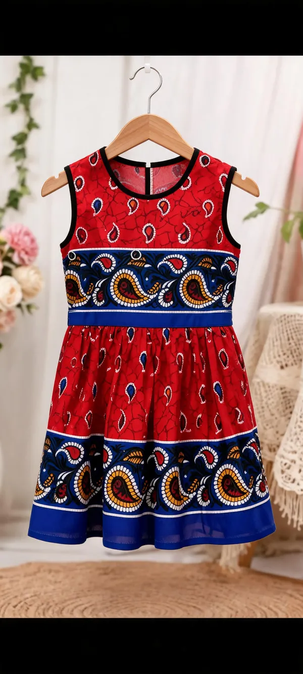 Red_Cotton_Printed_Fit_And_Flare_Dress_For_Girls