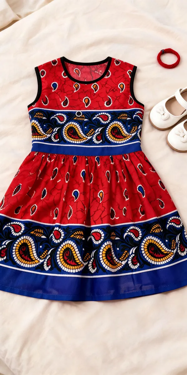 Red_Cotton_Printed_Fit_And_Flare_Dress_For_Girls