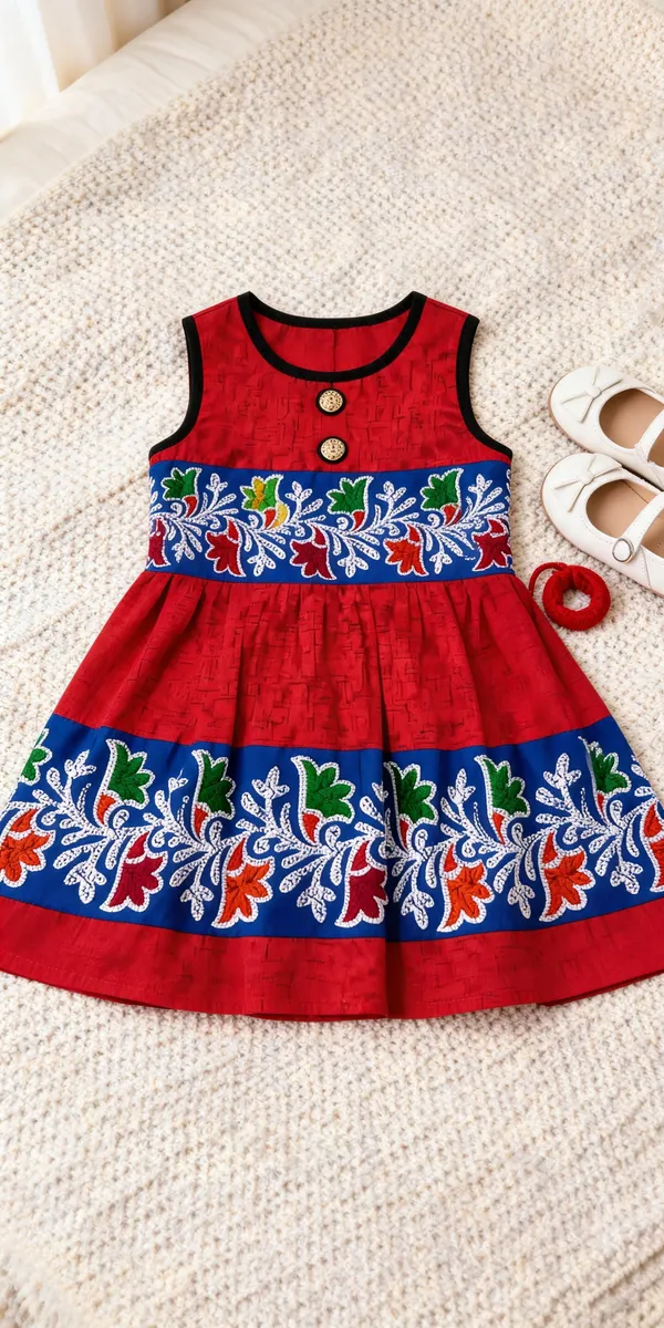 Red_Cotton_Printed_A-Line_Flare_Dress_For_Girls