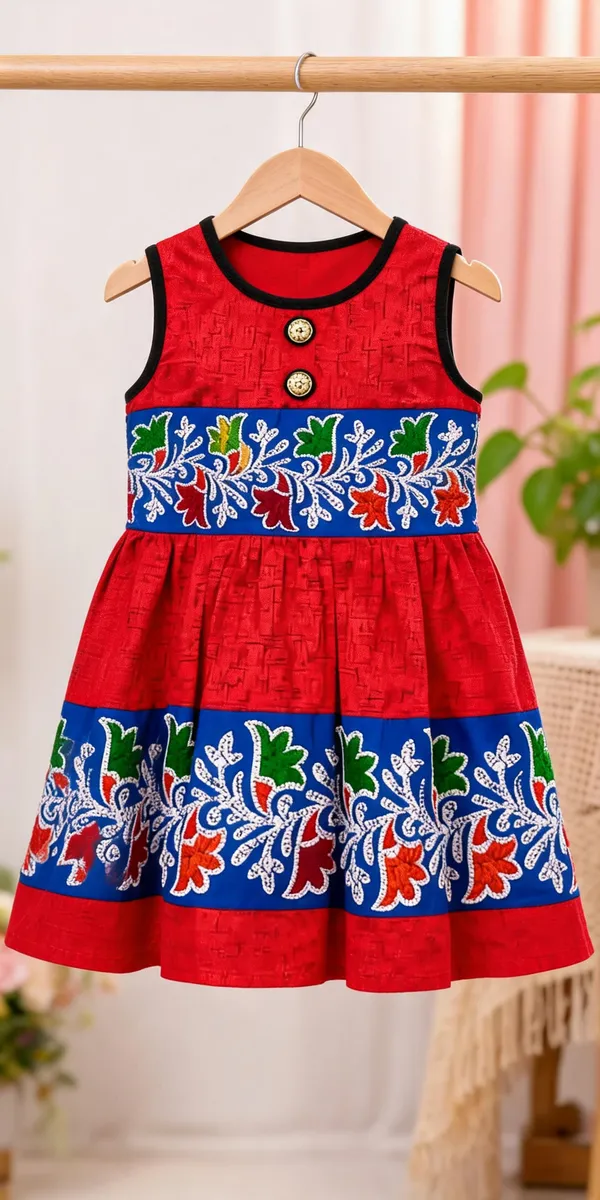 Red_Cotton_Printed_A-Line_Flare_Dress_For_Girls