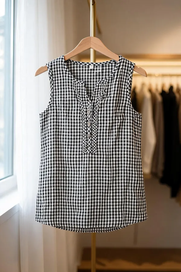 Black_And_White_Cotton_Checkered_Sleeveless_Top_For_Women