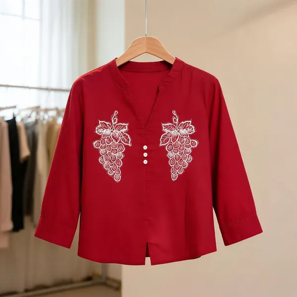 Red_Cotton_Regular_Fit_Embroidered_Casual_Shirt_For_Women