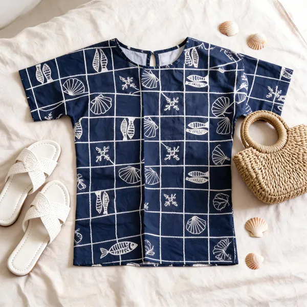 Blue_Cotton_Printed_Short_Kurti_For_Women