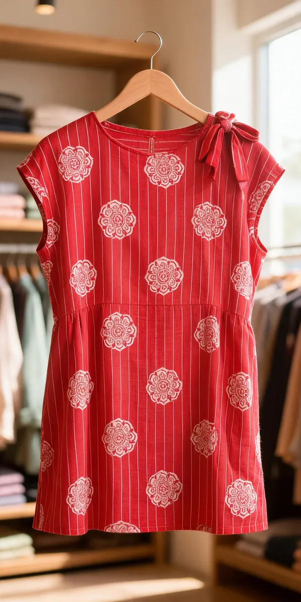Red_Linen_Short_Kurti_For_Women