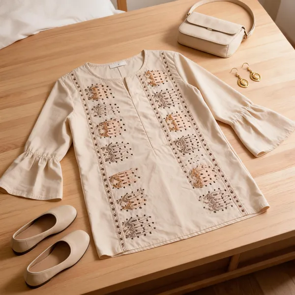 Beige_Cotton_Straight_Short_Kurti_For_Women