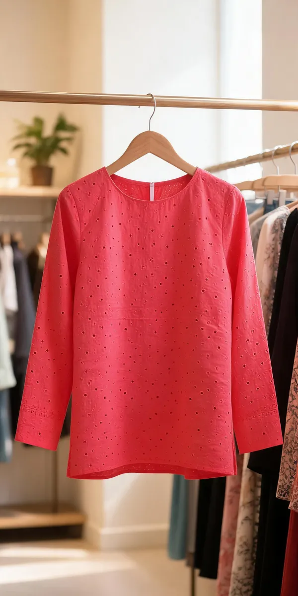 Red_Cotton_Straight_Short_Kurti_For_Women
