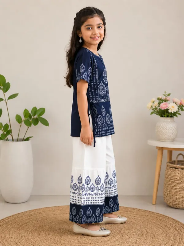 Navy_Printed_Kurta_Palazzo_Set_for_Girls
