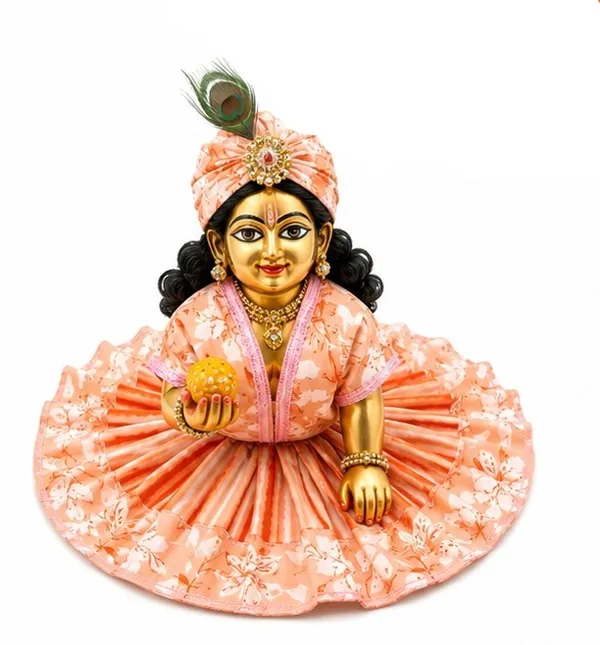 Peach_Floral_Print_Laddu_Gopal_Dress_Set