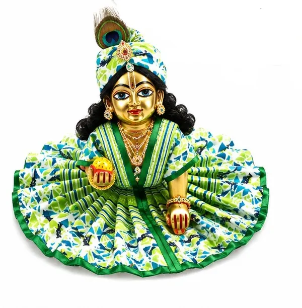 Green_Printed_Flared_Laddu_Gopal_Dress