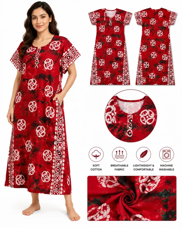Red_Cotton_Printed_Nightdress_For_Women
