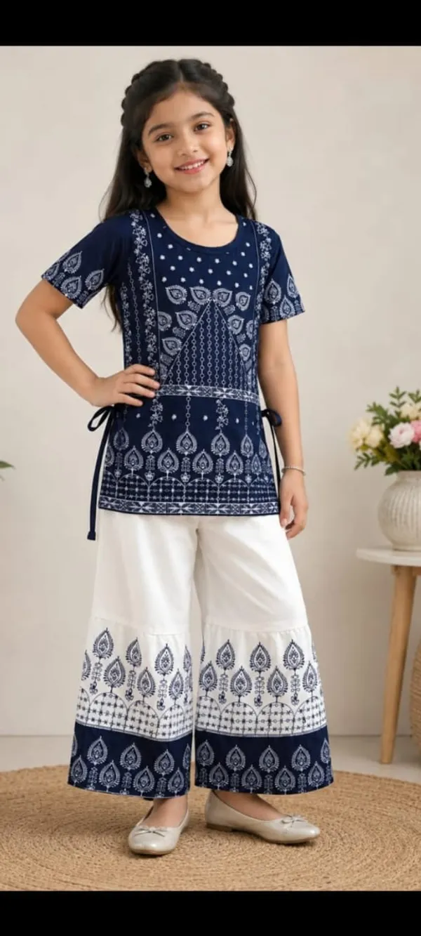 Navy_Printed_Kurta_Palazzo_Set_for_Girls