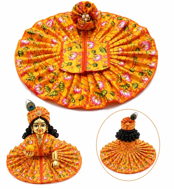Laddu_Gopal_Idol_With_Orange_Floral_Dress