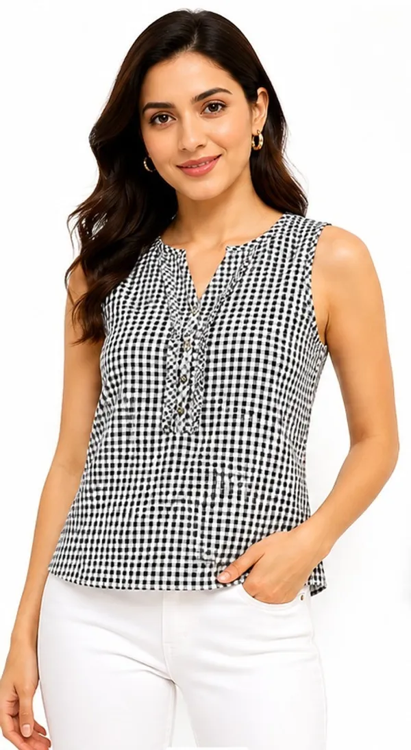 Black_White_Checkered_Sleeveless_Top_for_Women