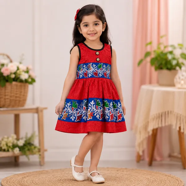 Red_Cotton_Printed_A-Line_Flare_Dress_For_Girls