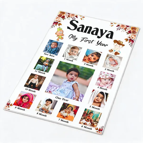White_Floral_Baby_Milestone_Photo_Collage_Poster