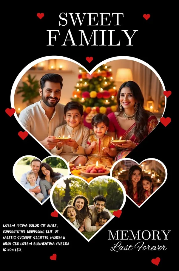 Printed_Black_Heart-Shaped_Family_Photo_Collage_Wall_Poster