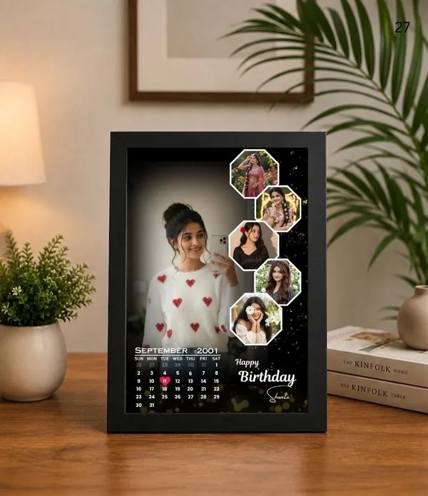Black_Matte_Birthday_Floral_Collage_Calendar_Photo_Frame