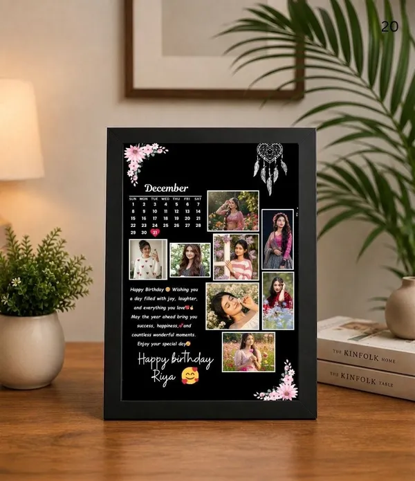 Black_Floral_Dreamcatcher_Birthday_Collage_Calendar_Photo_Frame