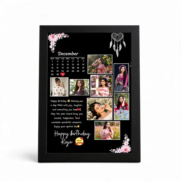 Black_Floral_Dreamcatcher_Birthday_Collage_Calendar_Photo_Frame