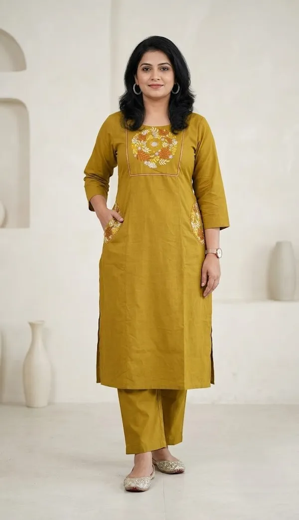 Yellow_Premium_Cotton_Flex_Kurta_Set_For_Women