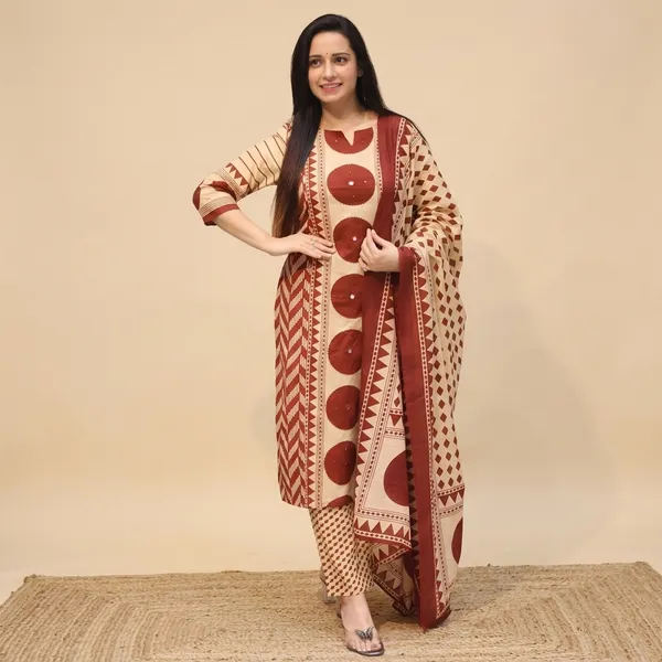 Maroon_Pure_Cotton_Kurta_Set_For_Women