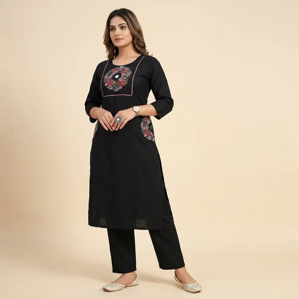 Black_Premium_Cotton_Flex_Kurta_Set_For_Women