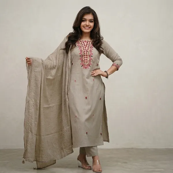 Grey_Pure_Cotton_Kurta_Set_For_Women