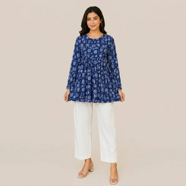 Blue_Cotton_Tunic_Top_For_Women