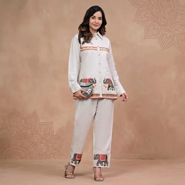 White_Premium_Slub_Cotton_Co-Ord_Set_For_Women