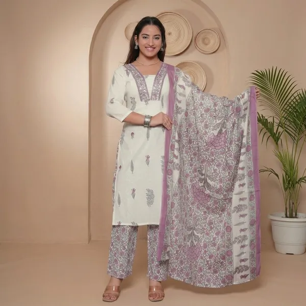 White_Pure_Cotton_Kurta_Set_For_Women