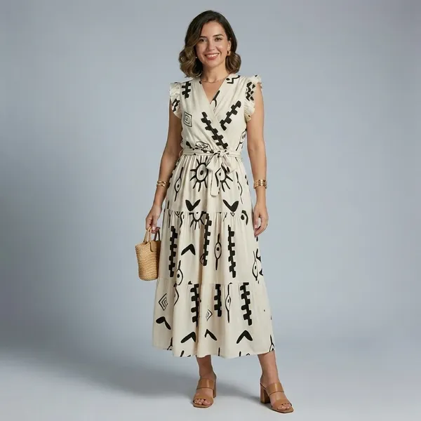 White_Soft_Rayon_Midi_Dress_For_Women