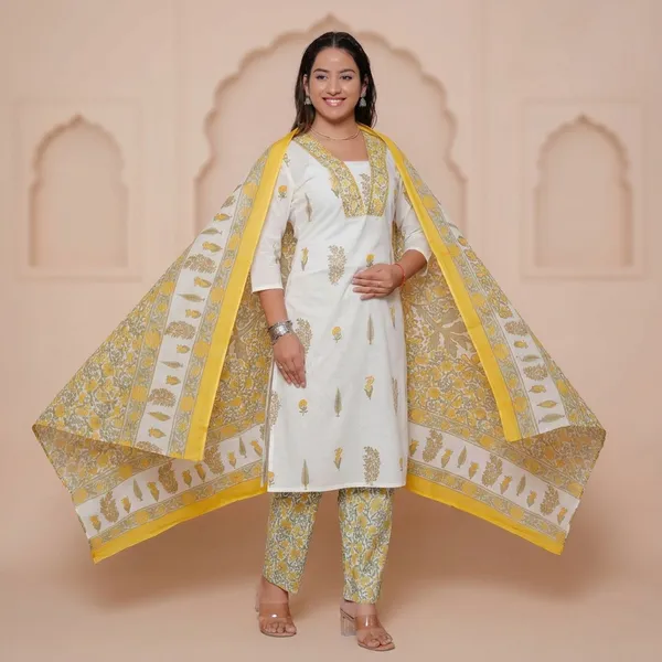 White_Pure_Cotton_Kurta_Set_For_Women