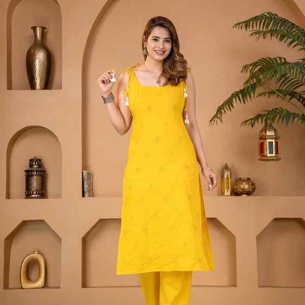 Yellow_Cotton_Kurta_Set_For_Women