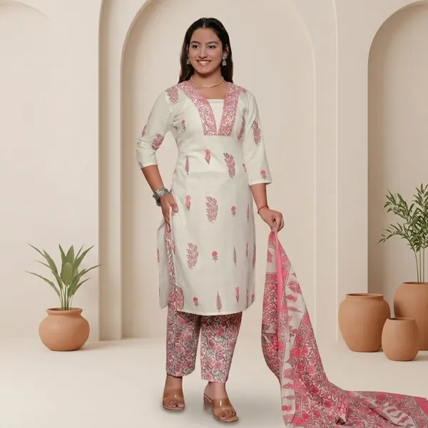 White_Pure_Cotton_Kurta_Set_For_Women