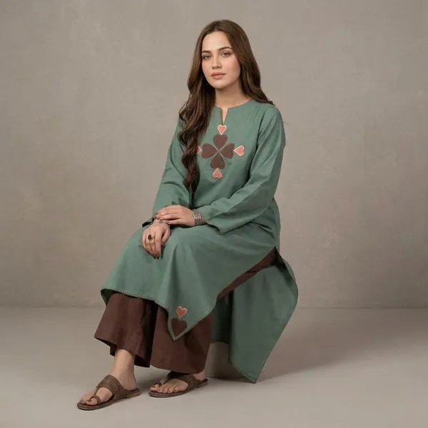 Green_Cotton_Kurta_Set_For_Women