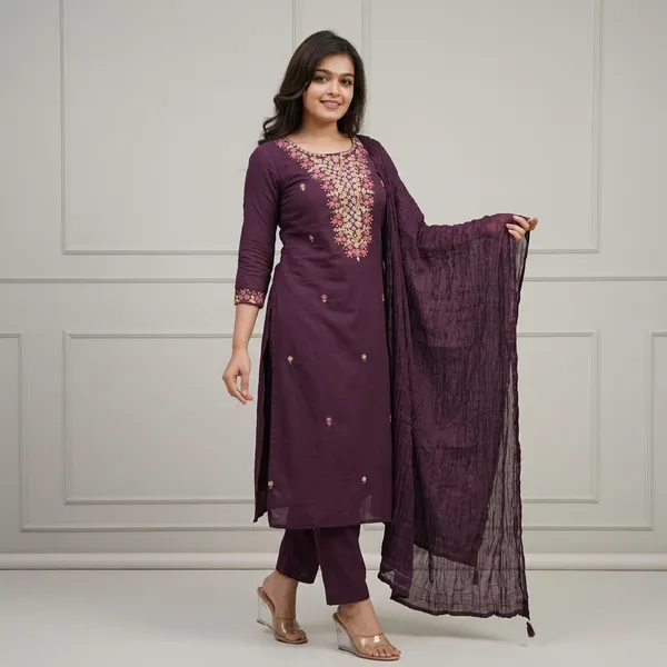Purple_Pure_Cotton_Kurta_Set_For_Women