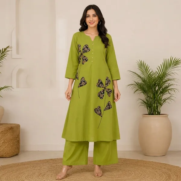 Green_Premium_Cotton_Kurta_Set_For_Women