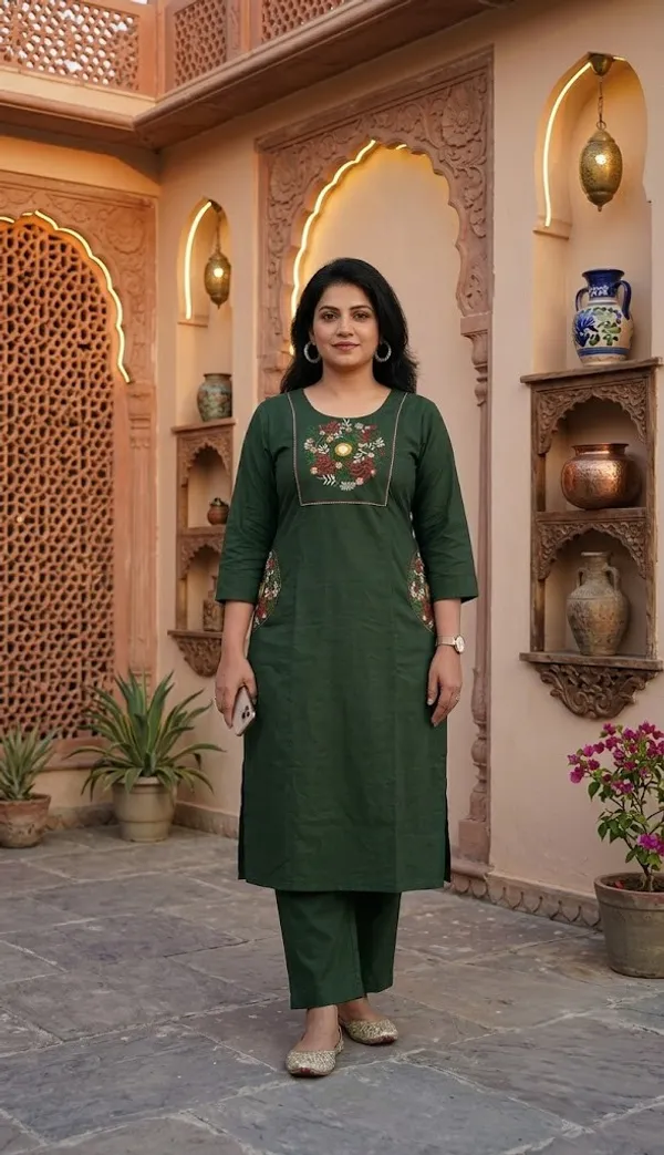 Green_Premium_Cotton_Flex_Kurta_Set_For_Women