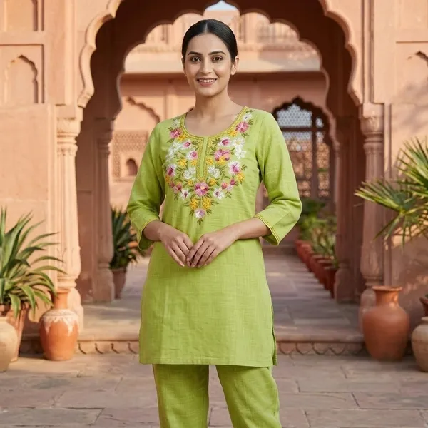Green_Pure_Cotton_Kurta_Set_For_Women