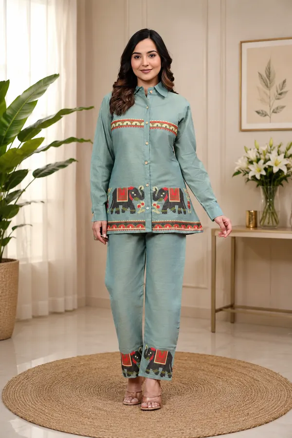 Green_Premium_Slub_Cotton_Co-Ord_Set_For_Women