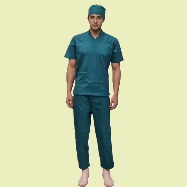 stretchable-stand-collar-emerald-green-doctor-wear-scrub-hickory