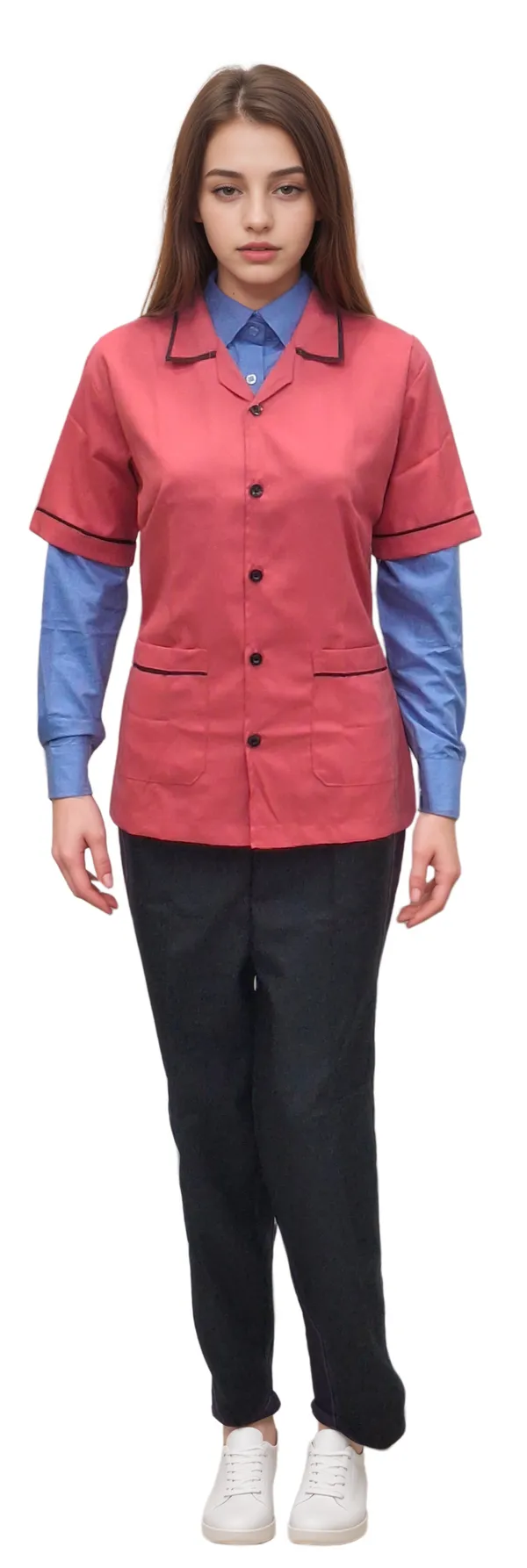 apron-half-sleeves-strawberry-colour