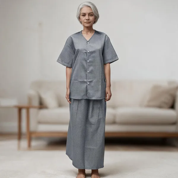 hickory-patient-blouse-petticoat-blue-checks-comfortable-durable-patient-wear