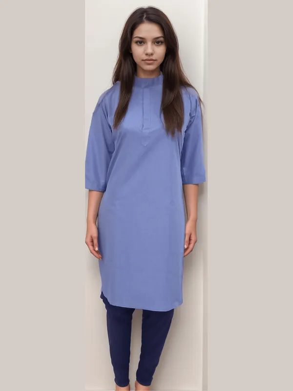 kurti-with-leggings-medium-blue-with-navy-blue