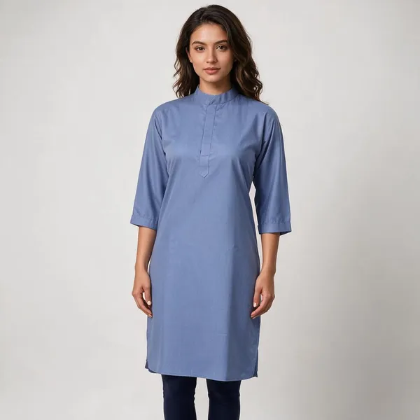 kurti-with-leggings-medium-blue-with-navy-blue