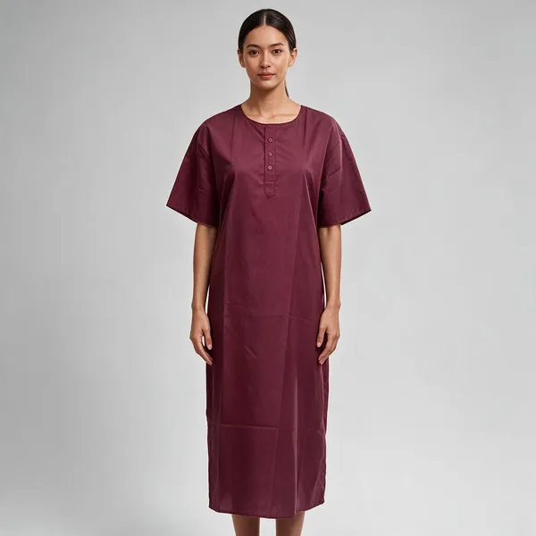 patient-gown-3-button-maroon-hickory