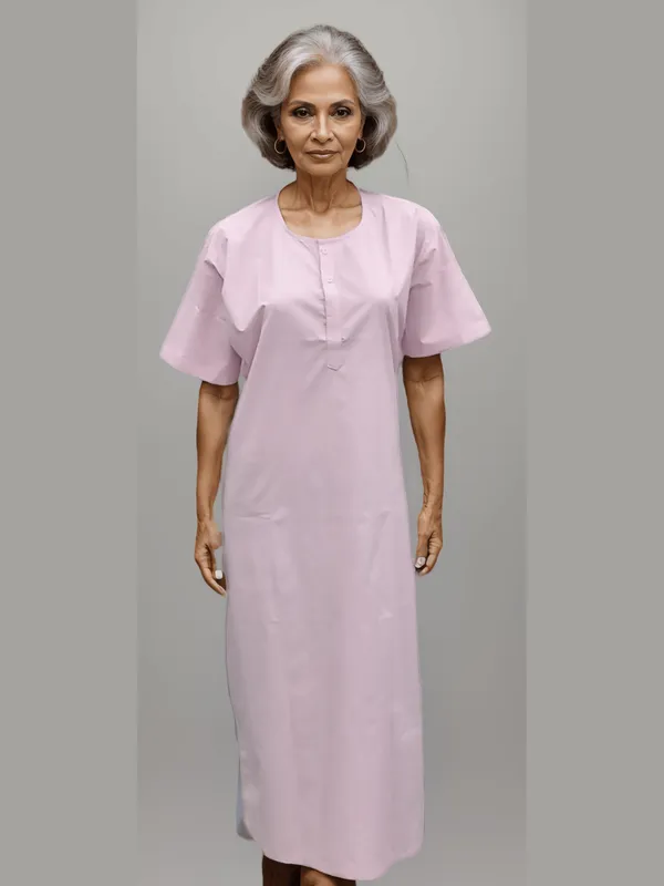 patient-gown-3-button-pink-lining-hickory