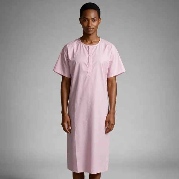 patient-gown-3-button-pink-lining-hickory