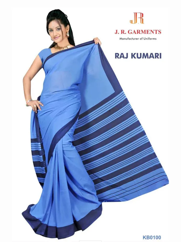 saree-medium-blue-with-navy-blue-border