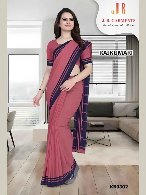 saree-medium-pink-with-navy-blue-border